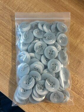 1" Blue and White Swirl 4-hole Craft Buttons 50 pieces #21